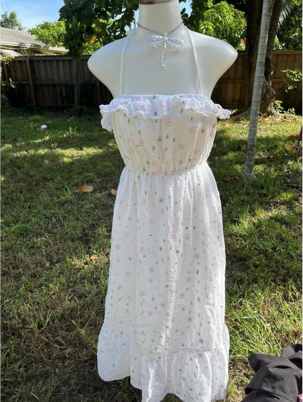 English Factory Women's White and Pink Dress